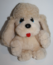 Marchon Cream Plush Puppy Dog Poodle 8&quot; Soft Toy Blue Eye Small Stuffed Vtg 1985 - £52.14 GBP