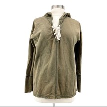 Entro Womens M  Lace Neck Sweatshirt Hoodie Tunic Bell Sleeve Olive Green  - £14.20 GBP