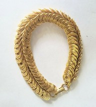 Vintage Estate Bracelet, Patent Gold Plate Chunky Braided Swirl Links 7&quot; - £31.86 GBP