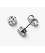 18Carat White Gold Diamond Daisy Cluster Stud Pair of Earrings 0.10 cara... - $339.12
