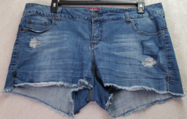 Torrid Short Womens Size 18 Blue Denim Cotton Distressed Medium Wash Pockets - £17.29 GBP