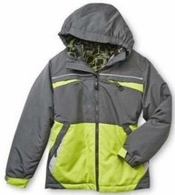 Boys Jacket 4 in 1 Winter Athletech Gray Yellow Hooded Snow Board Ski Coat- 4/5 - £34.11 GBP
