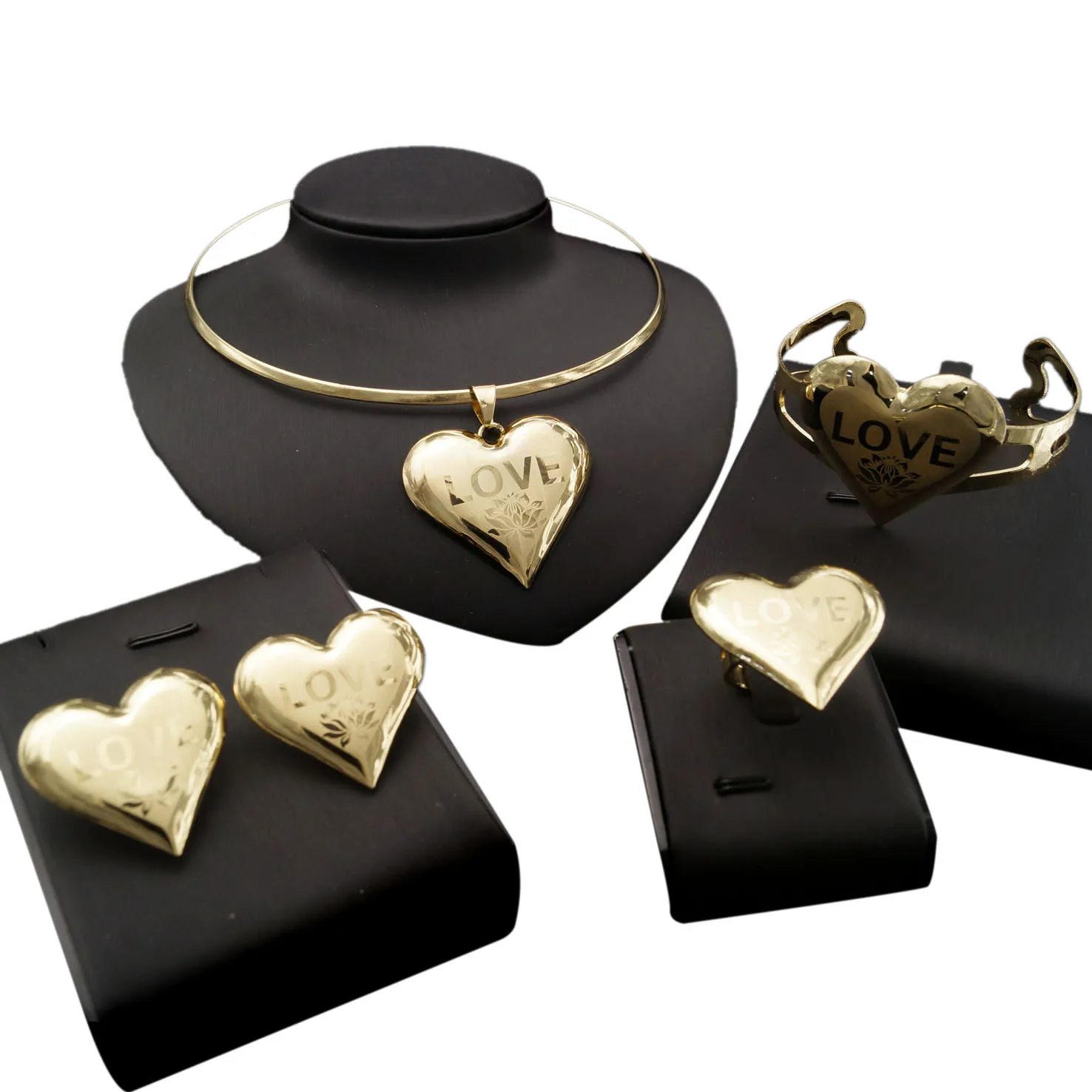 Pendants Necklace For Women Gold Jewelry 24k Original Love Heart Pendant Earring - £38.84 GBP