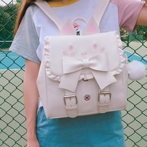 Japan Lolita Girl Embroidered Cat Backpack Lady Lovely Bow Shoulder Bag Kawaii C - £58.03 GBP