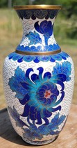 Chinese Cloisonné Urn Shaped Vase With WHITE/BLUE Enamel On Brass 6 &#39; - £20.25 GBP