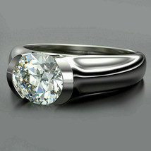 1.77 Ct Near White Round Cut Moissanite Engagement Ring In 14K White Gold - £202.65 GBP