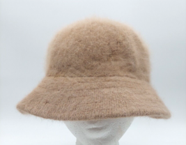 Kangol Style Angora Bucket Hat Tan One Size Y2K Fuzzy Hip Hop Rabbit Fur... - £15.07 GBP