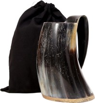 Viking Handmade Drinking Horn Mug Beer Tankard Hardwood Bottom Wine Mead... - £47.17 GBP