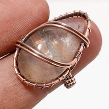 White Topaz Cab&#39;s Gemstone Handmade Copper Wire Wrap Ring Jewelry 7&quot; SA 444 - £5.96 GBP