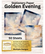 Golden Evening - Stationery  Set  - Watercolor Design - Writing Papers 5... - £25.84 GBP