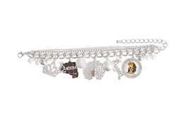 4 Layer Silver 5 different Queen Charm Chain Pearl and Ball Beads Bracelet - £41.04 GBP