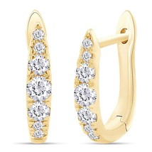 0.40CT Lab Created Moissanite Huggie Hoop Earrings 14K Yellow Gold Plate... - £63.30 GBP