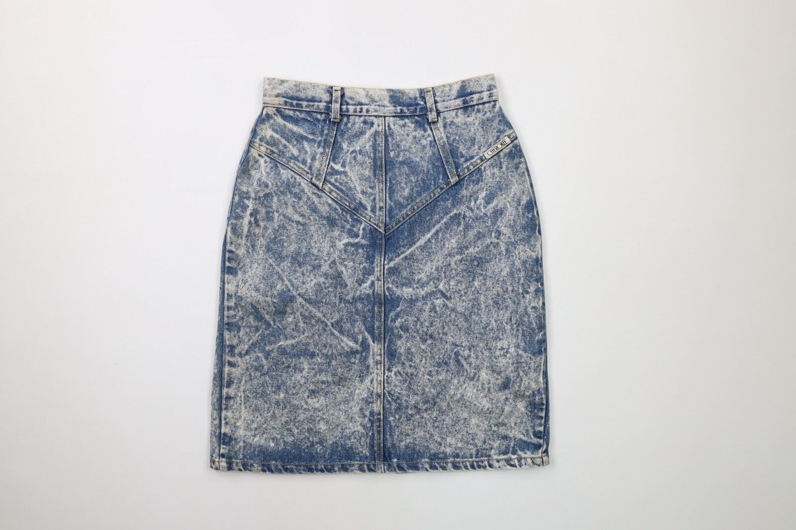 Primary image for Vintage 90s Streetwear Womens Size 8 Distressed Acid Wash Denim Jean Skirt USA