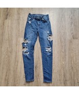 American Eagle Super Stretch X Distressed Denim Jeans ~ Sz 0 ~ 28&quot; Inseam - £18.40 GBP