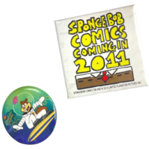 SpongeBob Squarepants Sandy Cheeks 2 Button Bundle 2011 Comics SDCC Surfing - $14.46