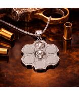 925 Sterling Silver Russian Roulette Revolver Pendant Bullet Chamber Skull - $39.99+