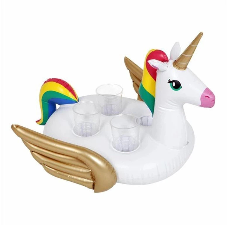 New 4 Hole Unicorn Beverage boat Inflatable Cup Holder Pool Float Coaste... - £25.11 GBP