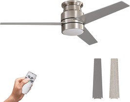 Warmiplanet Flush Mount Ceiling Fan With Lights Remote Control,, 3-Blades - £108.70 GBP