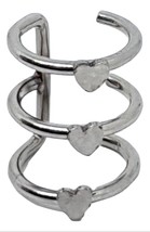 Ear Cuff 316l Steel Triple Closure Ring Ear Cuffs Helix Piercing With Hearts - £10.36 GBP