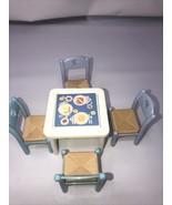 Fisher Price Loving Family Dollhouse Tan Flip Breakfast Table Food &amp;4 Ch... - $34.65