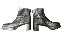 Hire - Gents 70’s Black Leather Platform Boots - Size 10 7 day hire serv... - $24.10
