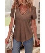 Chestnut Mineral Wash Criss Cross V Neck Tee Top NEW - €20,72 EUR