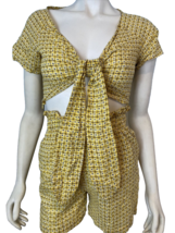 Cider Yellow and Brown Checked Shorts and Cropped Short Sleeve Top Size ... - $14.24