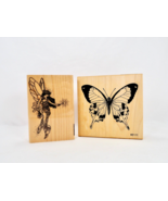 Rubber Stamps Lot of 2 Floral Fairy and Butterfly Crafting Supplies - $15.79