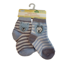 Angel Of Mine Size 12-18 Months Baby Socks Blue Gray Stripe Boy Bear  NEW - $6.09