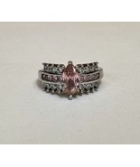 Pink Colored Gem Ring Silver Colored Band Size 8-10 Approx - £16.18 GBP