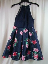 NWT Teeze Me Navy W/ Pink White Flowers Halter Top Jr Dress  Org $79.00 - £18.19 GBP
