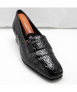 Vintage California Magdesian Loafers 6M Black Patent Embossed Reptile Heels - $26.49 CAD