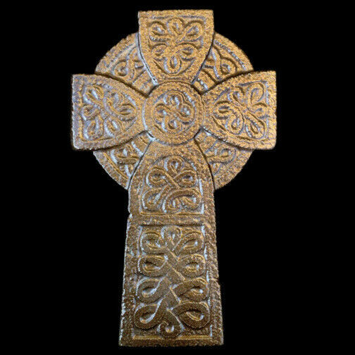 Celtic Cross sculpture plaque in Bronze Finish - $19.79