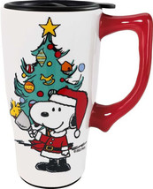 Snoopy Woodstock 12588 Christmas Ceramic Coffee Tea Travel Mug Cup 18 oz 6.4&quot; H - £23.73 GBP