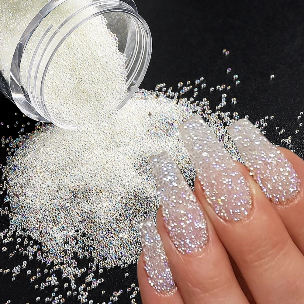 Pixie Crystals for Nails Micro Caviar Nail Beads Holographic Glass Balls Gems - £9.16 GBP+