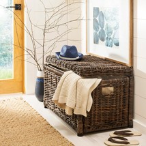 Storage Trunk Wicker Chest 30-Inch Removable Lid Brown Living Room Home ... - $170.97