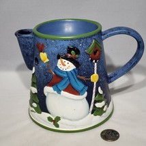 Yankee Candle Christmas Snowman Metal Teapot Wax Warmer 5&quot; tall - £11.75 GBP