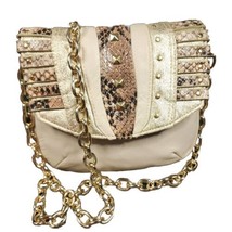 Danielle Nicole New York Womens Crossbody Chain Bag Ivory Gold Faux Reptile WOW  - $48.50