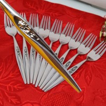 10X SF Sears Stainless Tradition Gentle Rose Salad Forks Beautiful Nice ... - $374.02 MXN