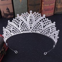 Baroque  Silver Plated Crystal Bridal Tiara Queen Crown Rhinestone Diadem Veil T - £15.18 GBP