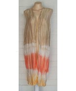 Chico&#39;s Size 2 Large Sunset Ombre Dip Dye Open Crinkled Long Tunic Vest ... - £17.87 GBP
