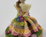 MM) Vintage Faceless Polymer Clay Doll Figurine on Wood Base Dominican R... - $11.87