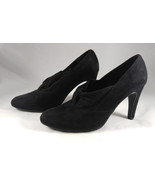Ann Marino 1930s Style Classic Pumps Heels Shoes Black Vegan Suede - $36.85 CAD