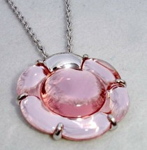 Baccarat B Flower Pendant Necklace Large Pink Mirror Crystal Sterling Si... - $189.90