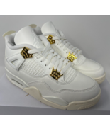 Air Jordan 4 Retro Metallic Gold Sail Shoes AQ9129-170 Women&#39;s Size 8.5 - £233.56 GBP