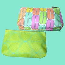 Lot of 2 Clinique Green Yellow Pink Orange Cosmetic Makeup Travel Bags  8" x 5" - $9.01