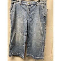 Chaps Women&#39;s Blue Cropped Jeans Mid Rise/Wide Leg Size 14 SKU 3405 - $17.54