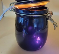 Vintage Black Amethyst Canister Jar 5-3/4 Tall Wire Bale Hinged Lid - £15.82 GBP