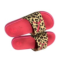 Puma Girls Size 3 Slip On Slide Sandals Pink Animal Print Athletic shoes - $14.84