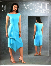 Vogue V1742 Misses 14 to 22 Fitted Asymmetrical Dress Uncut Sewing Pattern - £18.58 GBP